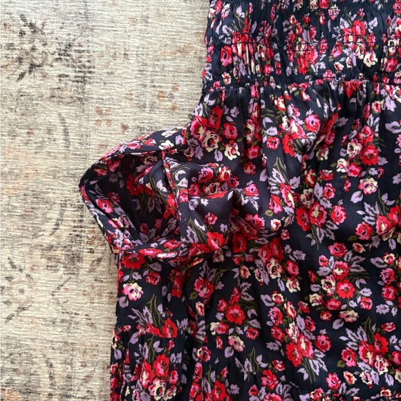 Floral Black and Red Women's Dress - Picture 2 of 3